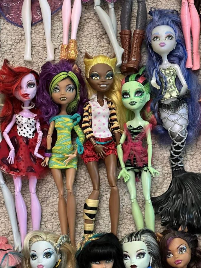 Monster High Doll Lot (54 Dolls) – Extra Clothes, Shoes, Accessories, Stands & More!