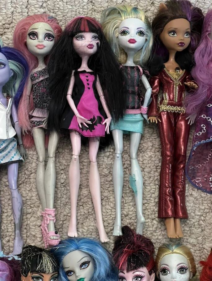 Monster High Doll Lot (54 Dolls) – Extra Clothes, Shoes, Accessories, Stands & More!